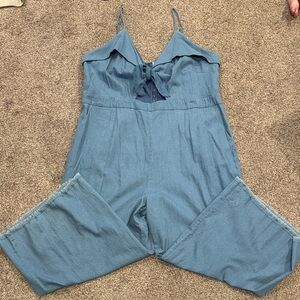 Main Strip Light Blue Denim Jumpsuit
